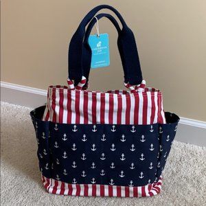 Set of Caribbean Joe nautical tote & INC white nautical rayon top